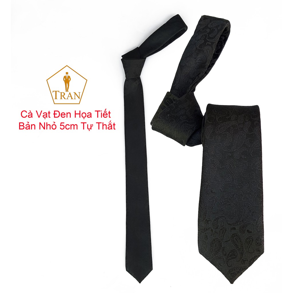 Cà Vạt, Caravat TRAZ MEN Ca vat Đen Nam Bản Nhỏ, Bản To Cao Cấp 5 8cm