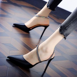 Giày Cao Gót Mũi Nhọn Đính Đá Phong Cách Hàn Quốc 2019 Cho Nữ