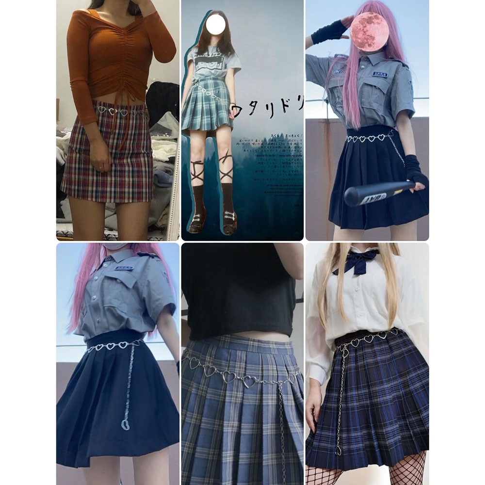 Dây thắt lưng chuỗi xích phối mặt hình trái tim xinh xắn dành cho nữ