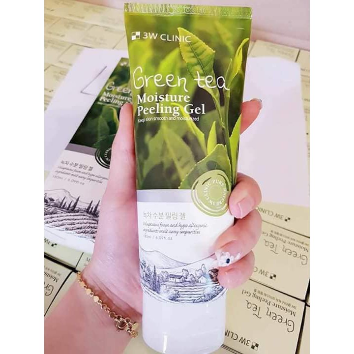 GEL TẨY TẾ BÀO CHẾT 3W CLINIC GREEN TEA MOISTURE PEELING GEL