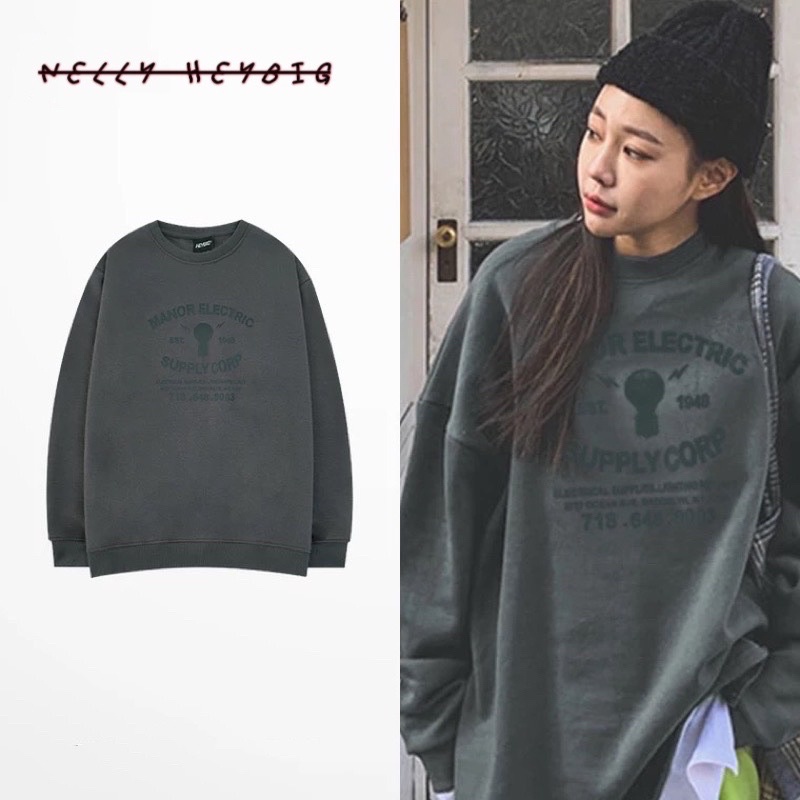 Áo sweater  1953 unisex Nelly Heybig áo nỉ tay dài 2 lớp dày dặn form rộng cho cả nam và nữ
