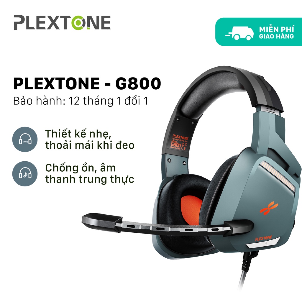 Tai nghe chụp tai có mic cho Game thủ chơi Games chuyên nghiệp Plextone G800, tai phone Gaming có dây cho laptop, mobile