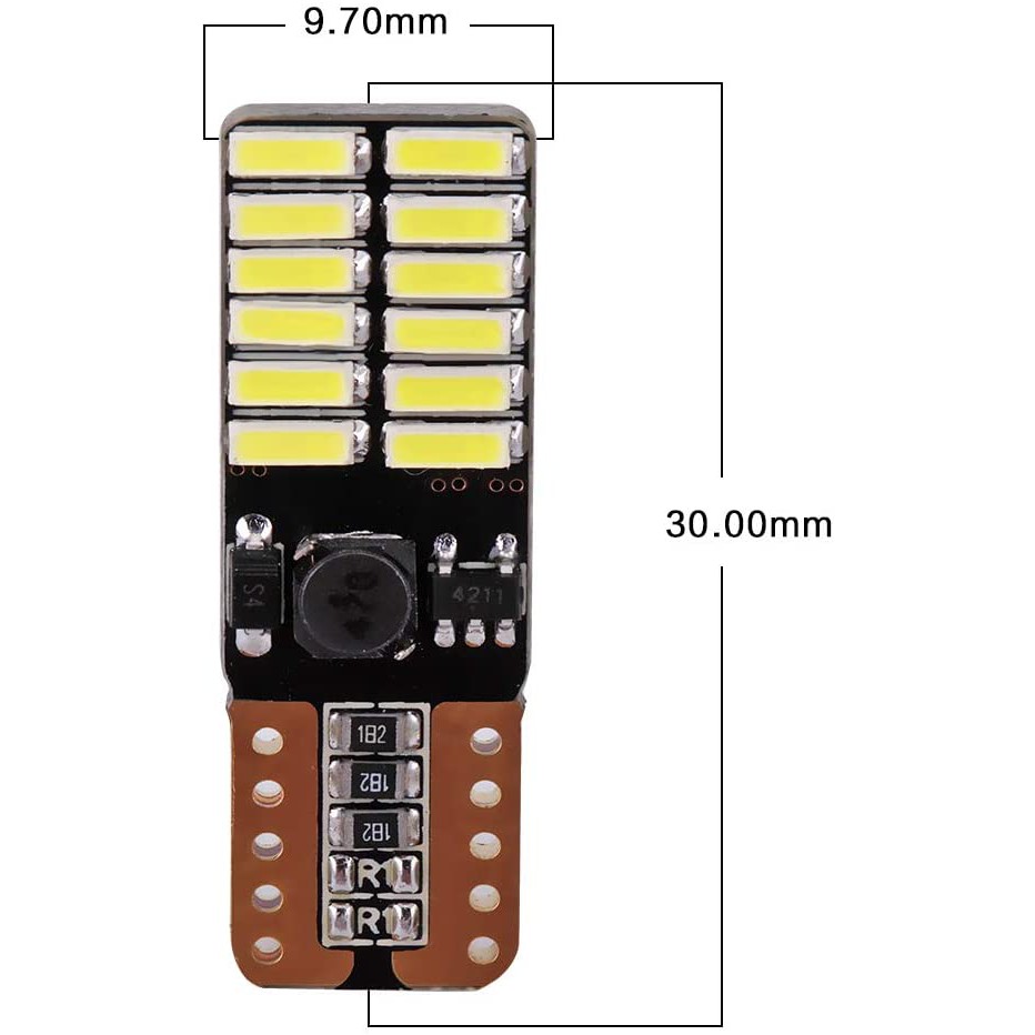 Đèn Led Chân T10 - 24 SMD 4014 Gắn Đèn Xi Nhan, Nội Thất Ô Tô, Demi Xe Máy, Xe Đạp Điện Nguồn DC 12V-24V