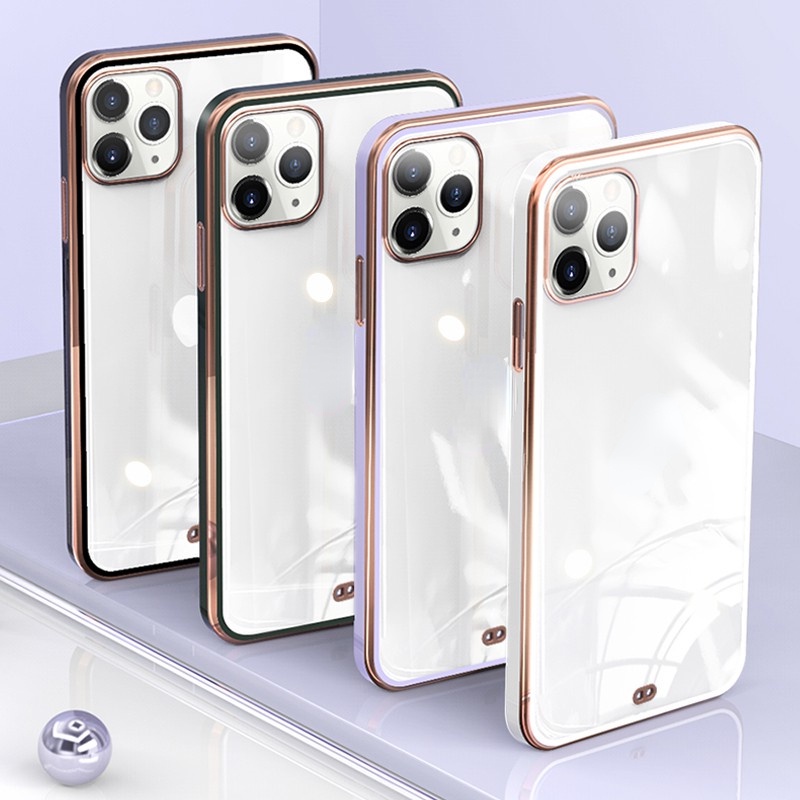 Ốp Điện Thoại TPU Trong Suốt Mạ Viền Cho iPhone 13 12 11 Pro Max 12Pro 12 Mini Xs Max XR X 7 8 SE 2020