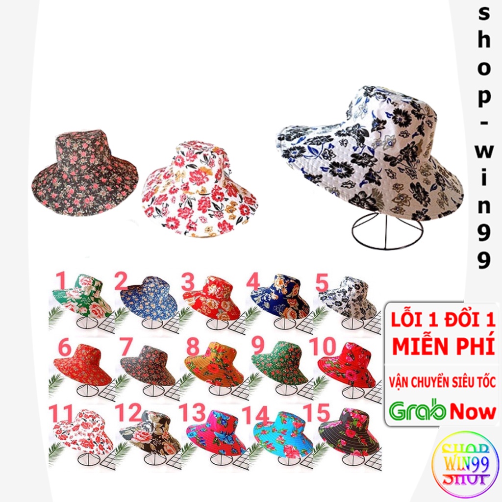 GIÁ HỦY DIỆT  Mũ rộng vành phối bèo họa tiêt hoa bằng vải mềm chống nắng thời trang cho nữ/ nón chống ngắn vành rộng