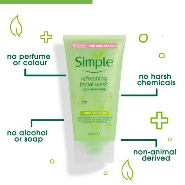 sữa Rửa Mặt Simple Gel kind To Skin 150ml Chính Hãng Cho Da Dầu