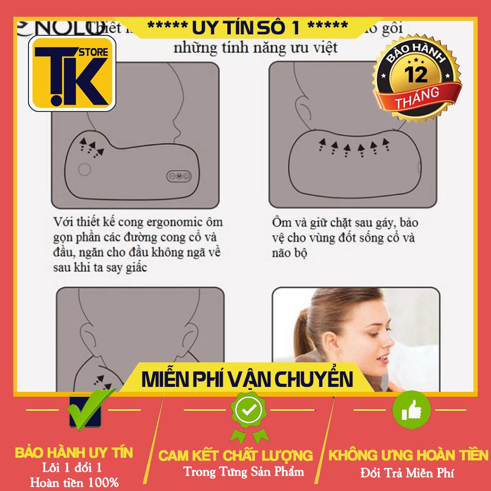 Gối massage cổ vai gáy sạc pin tích điện cao cấp,Máy massage cổ vai gáy hồng ngoại đa năng  - bảo hành 12 tháng