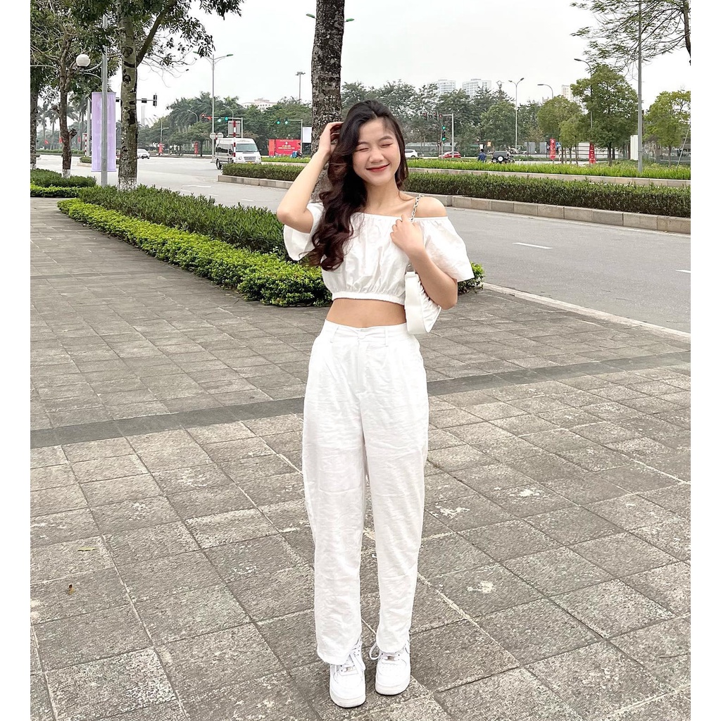 Set trễ vai đũi croptop kèm quần Miho house