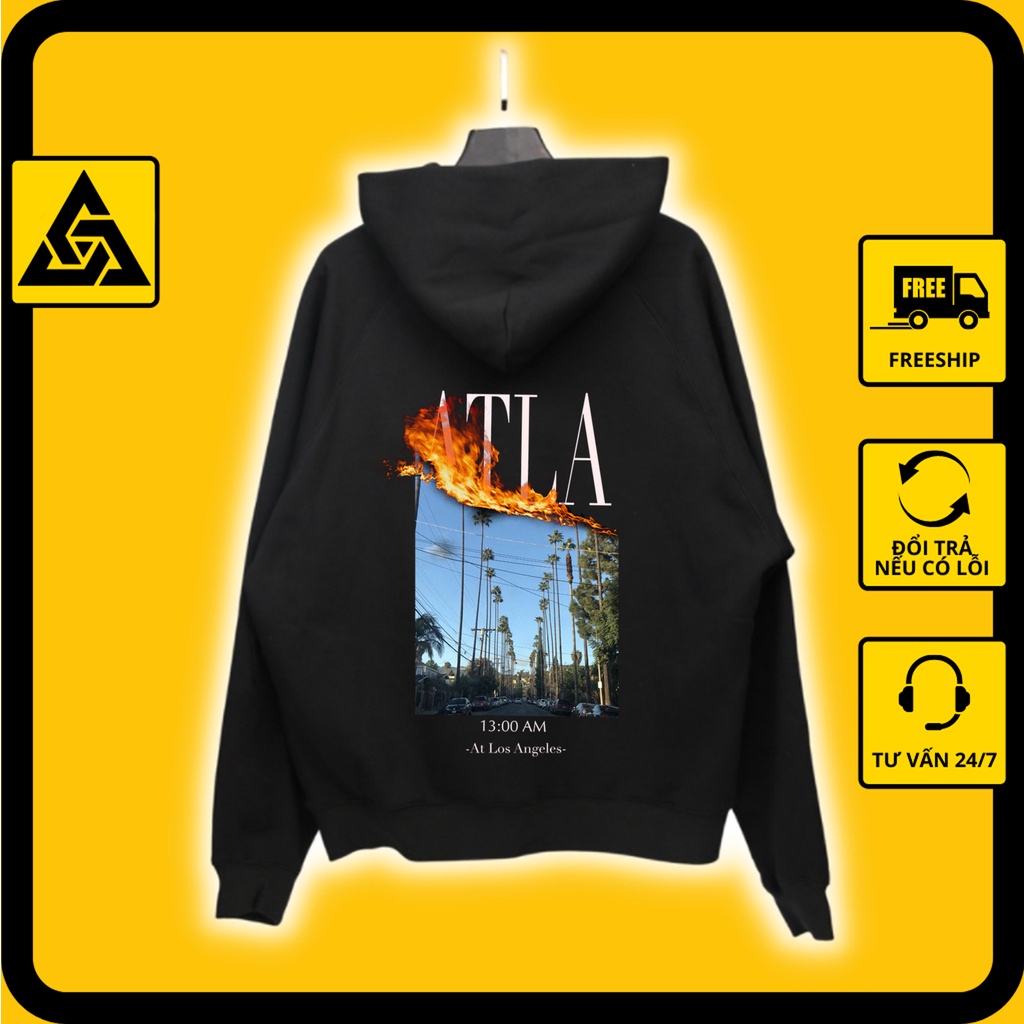 Áo hoodie form rộng nam nam nữ ATLA khoác nỉ sweater local brand có mũ dày dặn