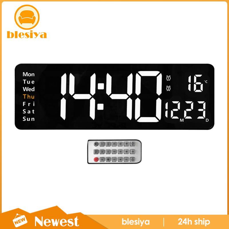 [Blesiya] Đồng Hồ Điện Tử Treo Tường Hình Chữ Nhật Hiển Thị Nhiệt Độ Yên Tĩnh