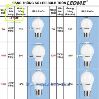 Bóng đèn Led Ledme 7W Tiêu chuẩn châu Âu Siêu sáng tiết kiệm  an toàn cho người và môi trường