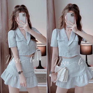 SET ÁO DẠ CROPTOP KÈM CHÂN VÁY ĐUÔI CÁ (KÈM VIDEO HÌNH THẬT)