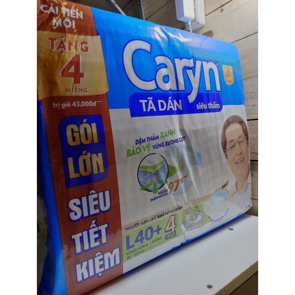 Bỉm tã dán người lớn Caryn L40 tặng 4 miếng