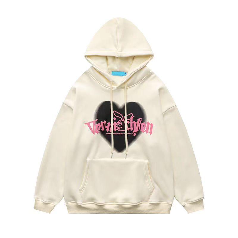 Áo Hoodie Nữ Dáng Rộng In Họa Tiết Trái Tim Phong Cách Harajuku Dễ Phối Đồ