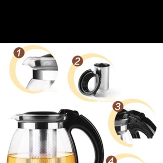 Ấm pha trà và cafe có đầu lọc bằng thủy tinh