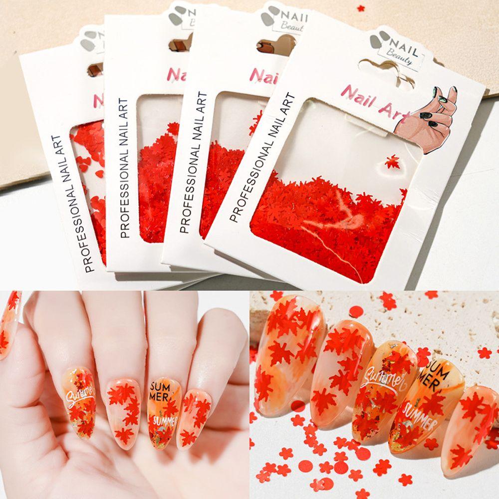 OCEANMAP Hộp Kim Tuyến Hình Lá Phong / Trăng / Trái Tim / Ngôi Sao Trang Trí Móng Nghệ Thuật