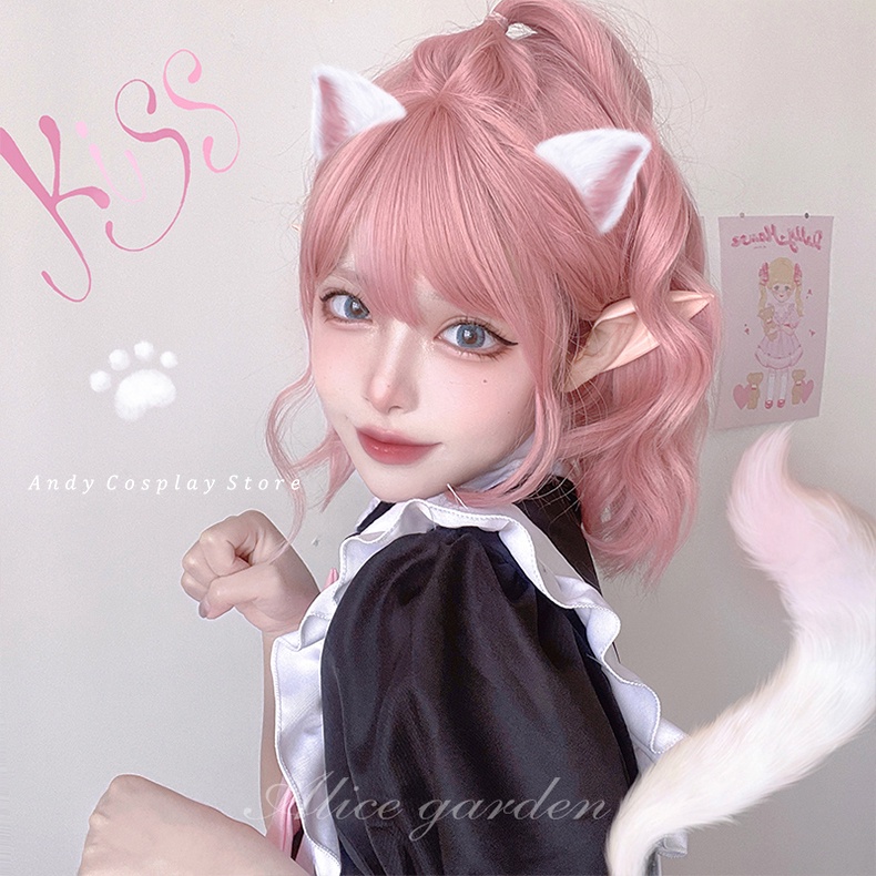 [CÓ SẴN] Tóc giả/ Wig teen Stella hồng ngắn Alice Garden