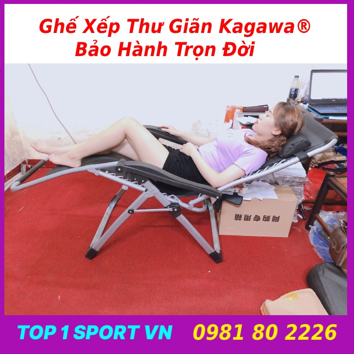 Ghế tựa giường gấp xếp thư giãn 5.0 Kagawa® đa năng, tặng máy cơ bụng EMS + nệm bông cao cấp + gối,bảo hành trọn đời