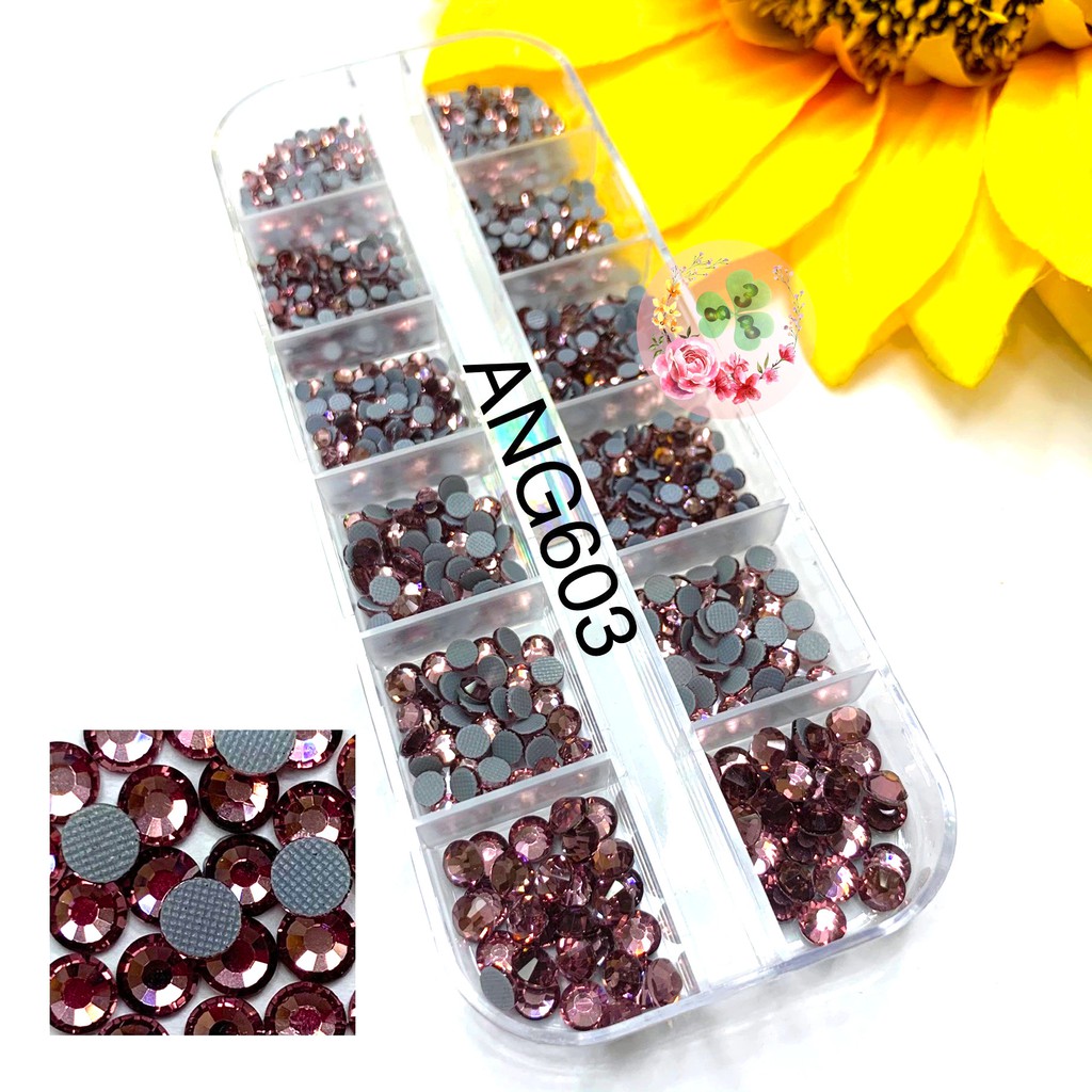 Mã ANG 603. Đá Chân Lưới "Light Amethyst" đính trang trí móng siêu lấp lánh.