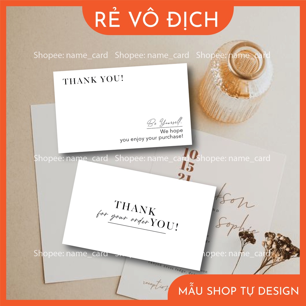 Card cảm ơn, thiệp cảm ơn khách hàng, thank you card rẻ đẹp kích thước 9x5.5 cm