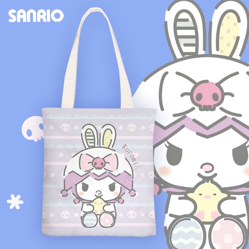 Sanrio Kuromi Cartoon Canvas Tote Bag Phim hoạt hình dễ thương túi vải túi cô gái túi học sinh túi xách túi vai túi xách túi zipper túi môi trường túi xách