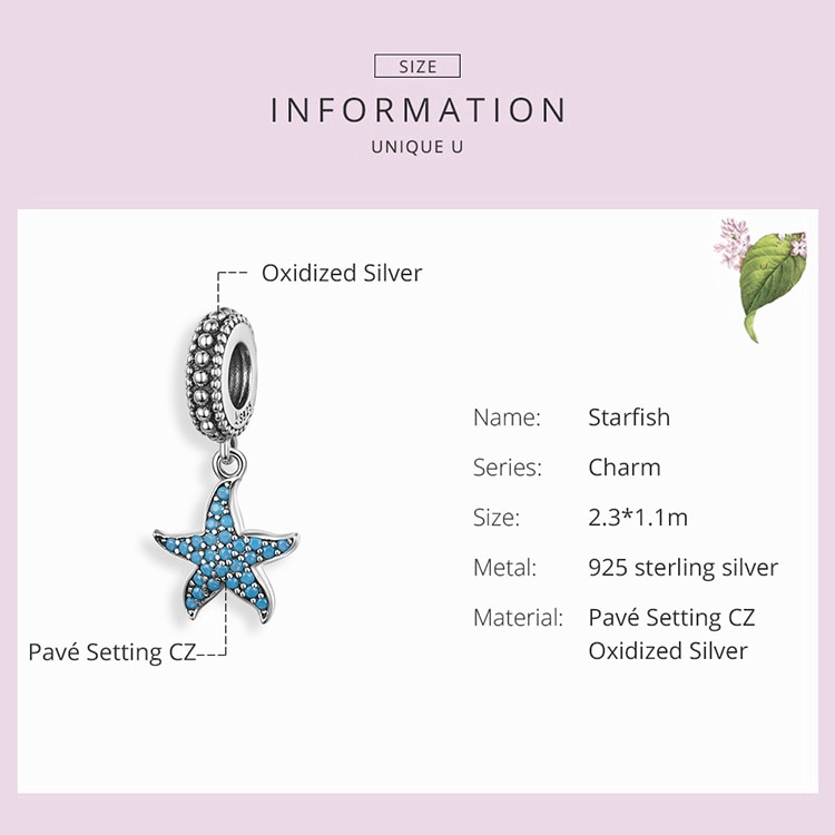Hạt charm Bamoer SCC1210 thiết kế hình sao biển trang trí đồ trang sức xinh xắn thời trang