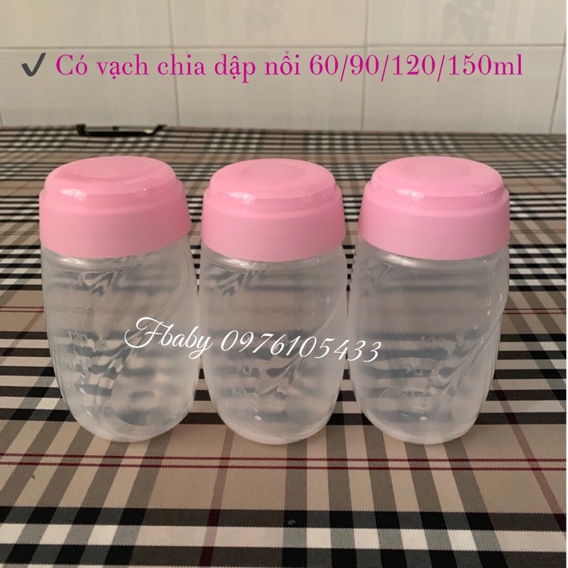 Bình Trữ Sữa Unimom Hàn Quốc Dung Tích 150ml Có Vạch Chia Dập Nổi( Bộ 3 Bình)