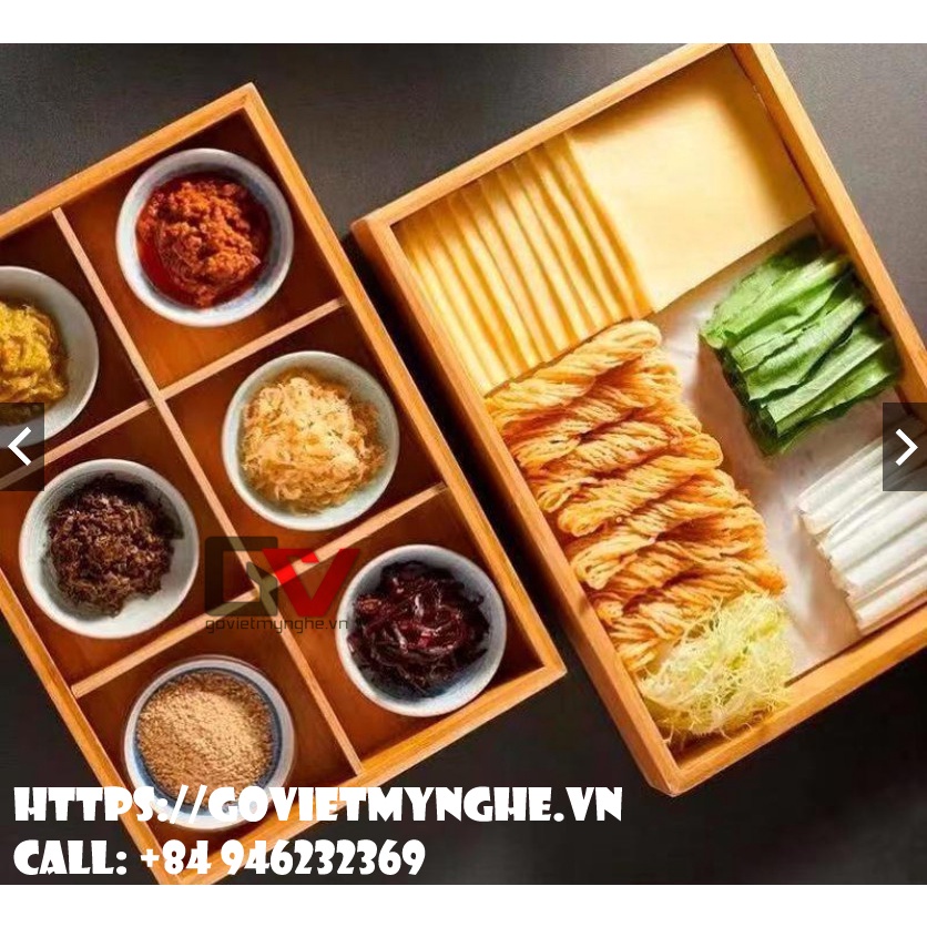 Khay gỗ trang trí món ăn trang trí topping lẩu chuyên dụng cho nhà hàng khay gỗ - Gỗ thông