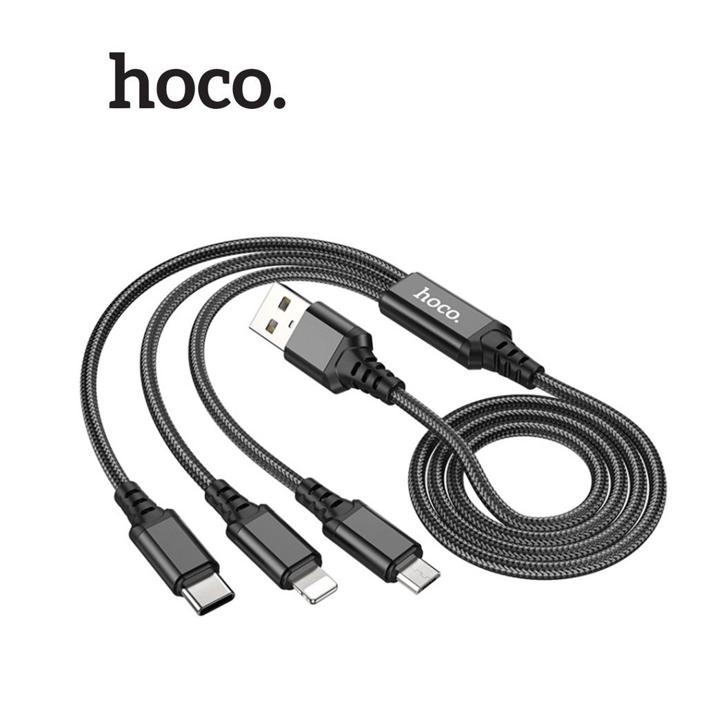 Cáp sạc ba đầu Lightning + Micro + Type C Hoco X76 dài 1m