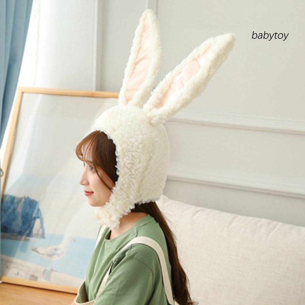 Mũ tai thỏ nhồi bông giữ ấm xinh xắn cho nữ
