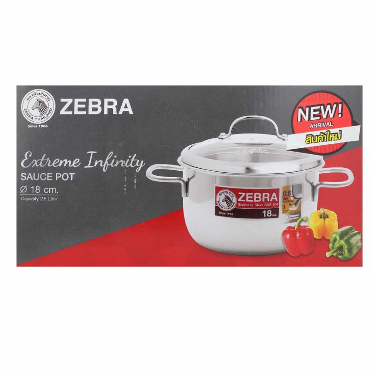 Nồi ZEBRA 3 Đáy Extreme Infinity 20cm 3.5L nắp kính (Inox 304) - 162296. Nhập Khẩu Thái Lan