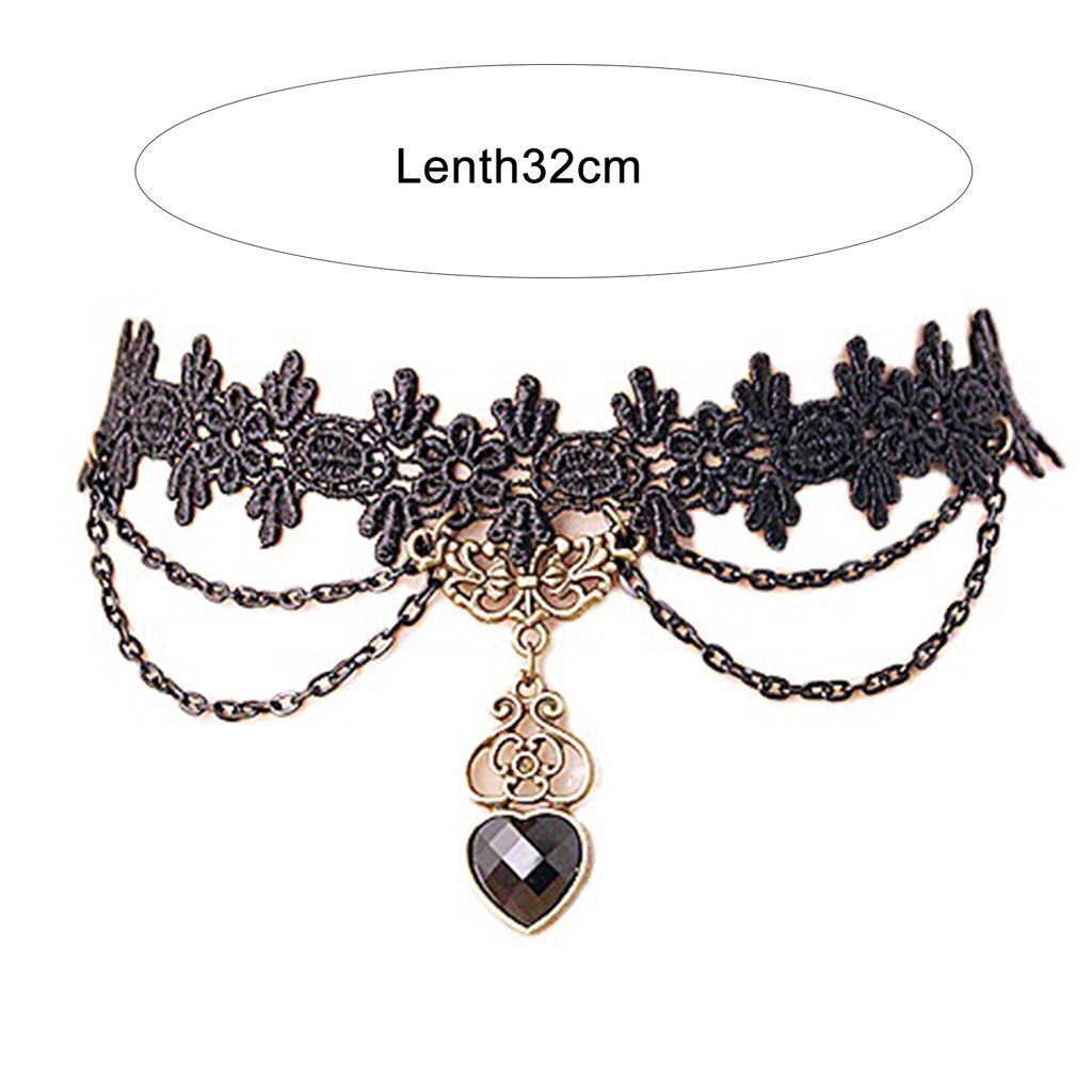 Vòng Cổ Choker Ren Mặt Hình Trái Tim Phong Cách Gothic