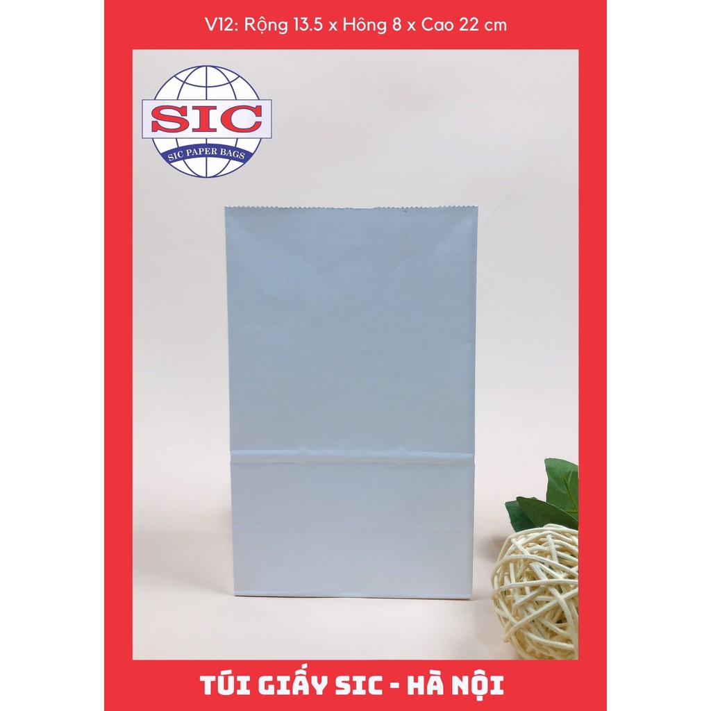 [SET 10 CHIẾC] TÚI GIẤY KRAFT V12: 13.5x8x22 MÀU TRẮNG KHÔNG QUAI ( ẢNH THẬT)