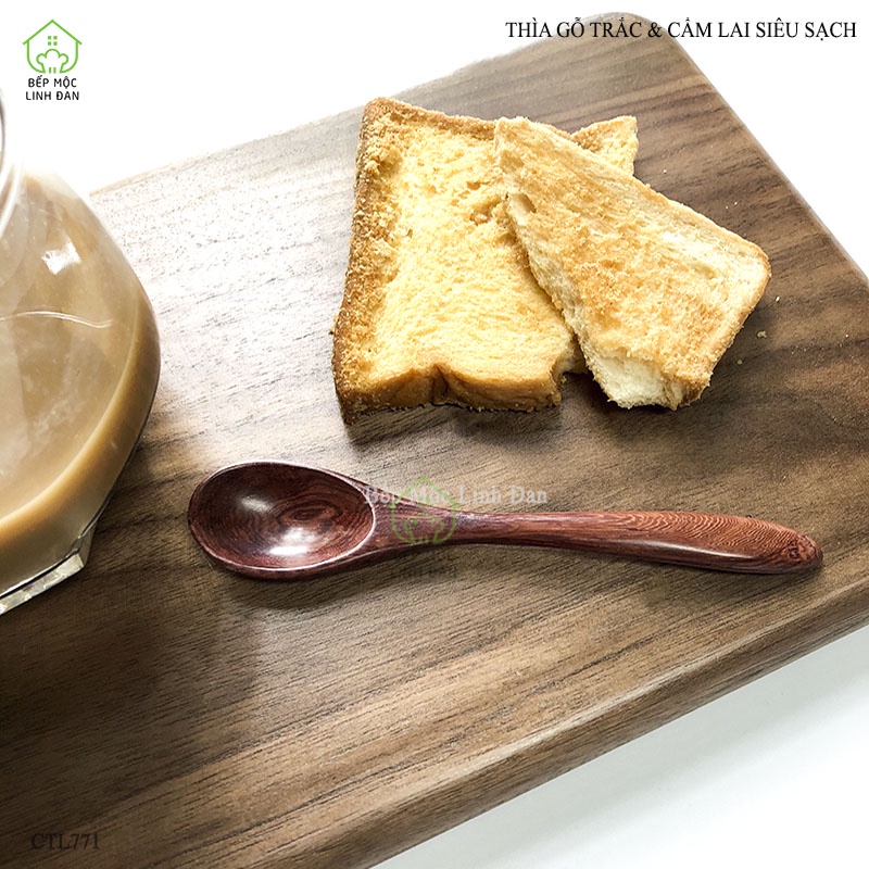Thìa Ăn Dặm Gỗ Trắc, Cẩm Lai Siêu Sạch HAHANCO  Size 15cm