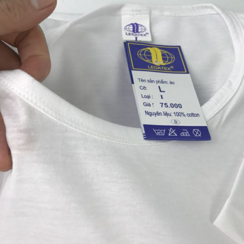 Áo thun 3 lỗ nam 100% cotton. Áo lót nam không cổ thấm hút mồ hôi LEDATEX