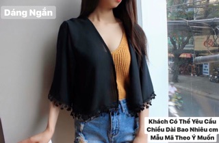 Áo Kimono Viền Ren Trắng-Đen