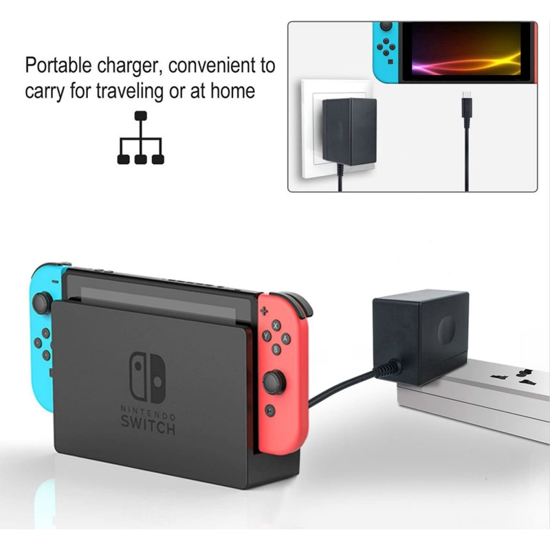 Bộ Sạc Nhanh AC 15V 2.6A Cho Tay Cầm Chơi Game Nintendo Switch / Switch Lite Và Pro
