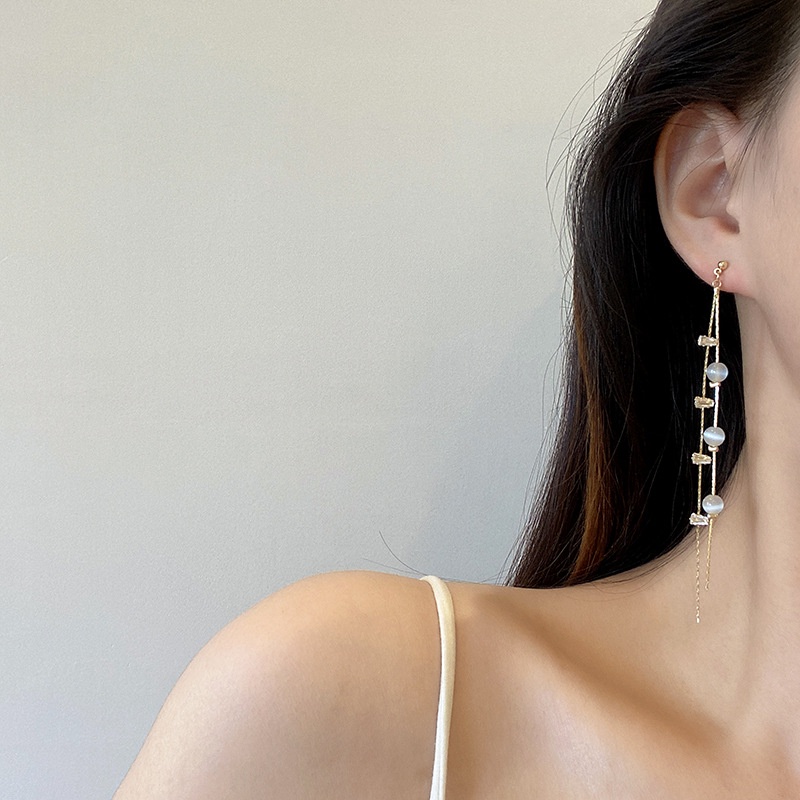 Khuyên Tai Bạc 925 Dáng Dài Đính Đá Opal Siêu Dễ Thương Cho Nữ