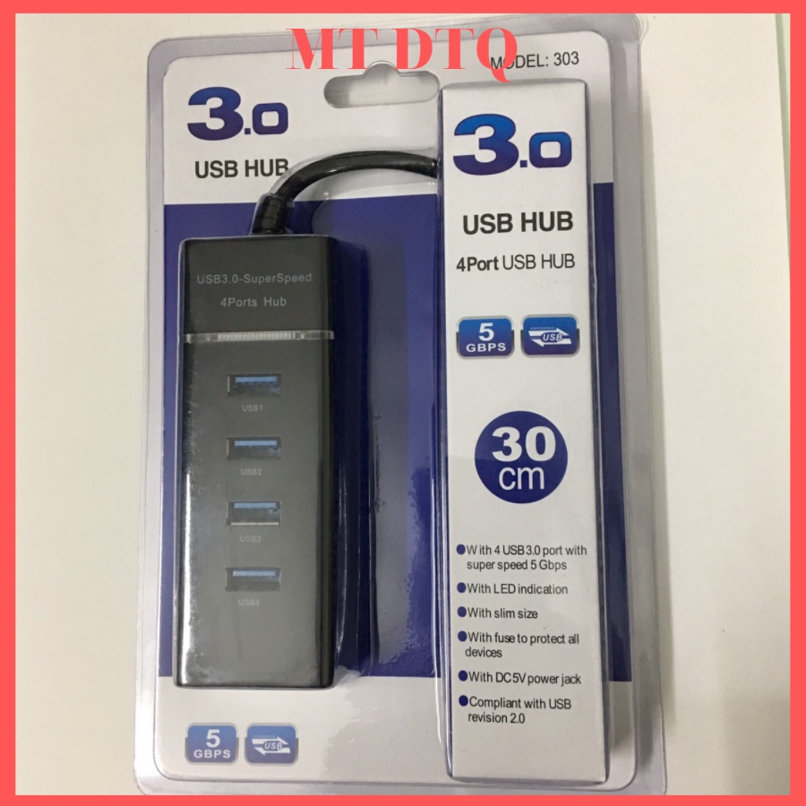 Hub Chia 4 Cổng USB 3.0 - 303 - Dây dài 30cm