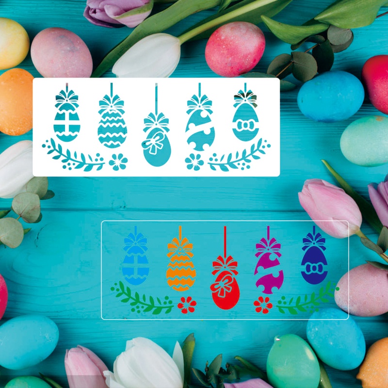 Bộ 12 Khuôn Tô Vẽ Chữ Happy Easter Độc Đáo Trang Trí Nhà Cửa DIY