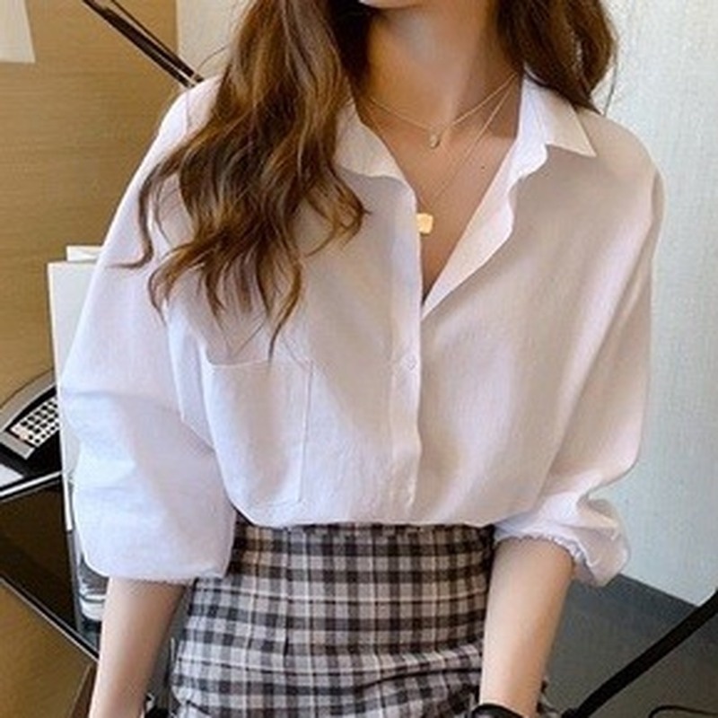 Áo sơ mi tay dài dáng rộng phong cách Hàn Quốc thời trang mùa xuân dành cho nữ 21830 | BigBuy360 - bigbuy360.vn