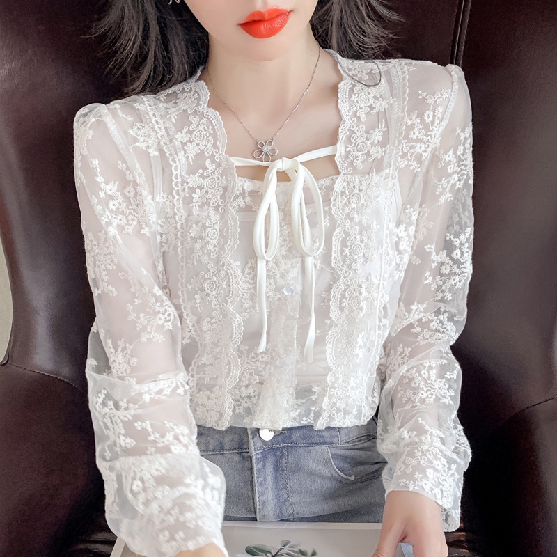 Áo ren tay dài dáng rộng thời trang cho nữ | BigBuy360 - bigbuy360.vn