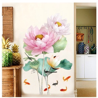 DECAL DÁN TƯỜNG HOA SEN VÀ CÁ CHÉP 10