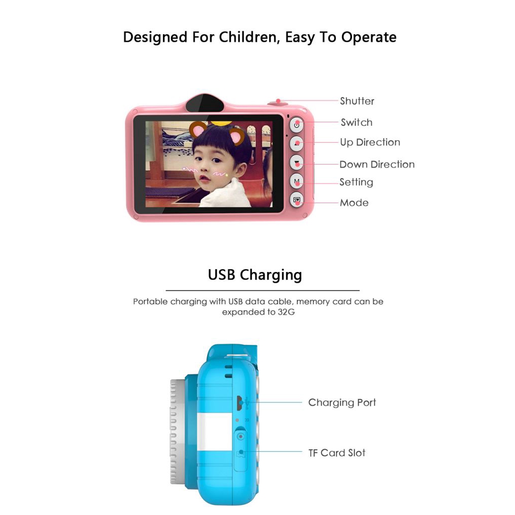 Máy ảnh 1080P HD màn hình kỹ thuật số 3.5 Inch tiện dụng để chụp ảnh/quay video | BigBuy360 - bigbuy360.vn