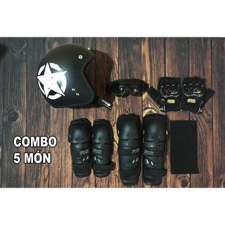 Combo 5 Món Đi Phượt Mũ đen trơn+ Kính+ Gang tay+Giáp +ống Tay Chống Nắng