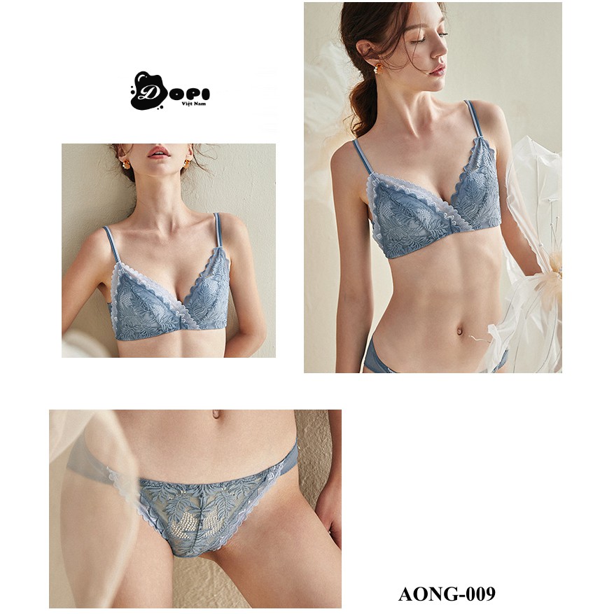 Bộ đồ lót áo ngực và quần lót nữ cao cấp không gọng phối ren AONG-009