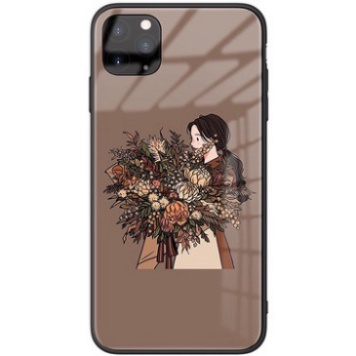 Ốp lưng iphone 6, 7, 8 Plus, X, XS, XR, XSMAX, 11, 11PRO, 11 PROMAX, 12, 13 PROMAX người con gái CẦM HOA BẰNG KÍNH PKVN