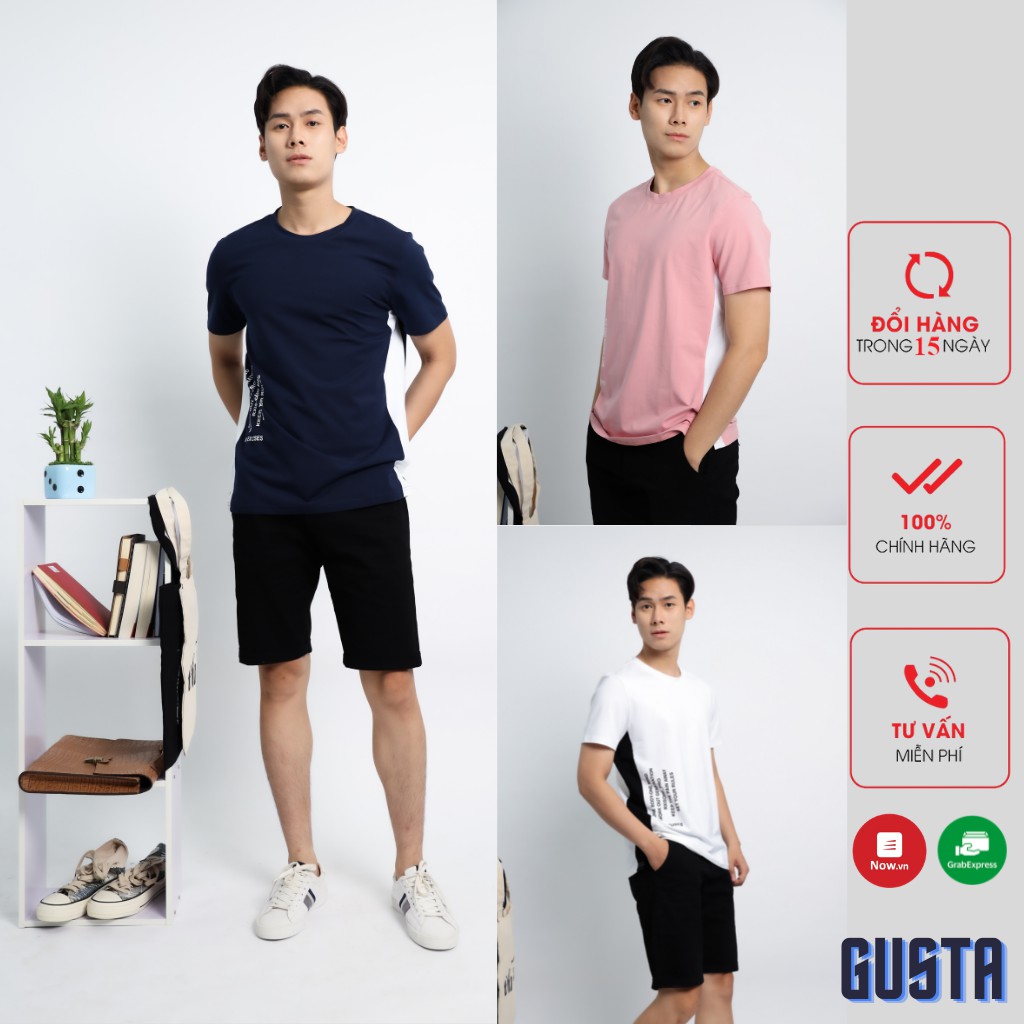 [7 Màu] Áo Phông Nam Đẹp In Chữ Có Màu Đen,Trắng,...Áo Thun Nam Trơn Cao Cấp ,Thấm Hút Tốt - AT02- GUSTA