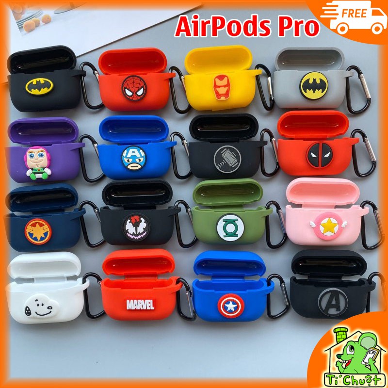 Bao Ốp AirPods Pro Silicon Dẻo Siêu Anh Hùng Marvel Có Tặng Móc Khóa