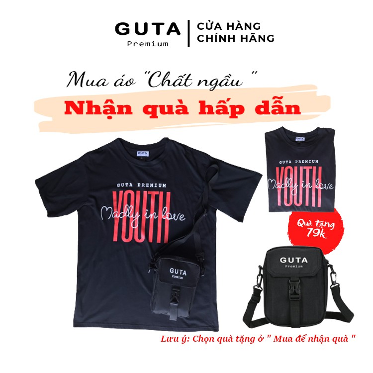 Áo thun tay lỡ GUTA dáng Unisex form rộng phong cách Ulzzang in chữ GT2